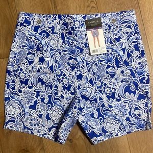 NWT : Rafaella Stretch Comfort Shorts in Blue & White Floral Pattern (16)